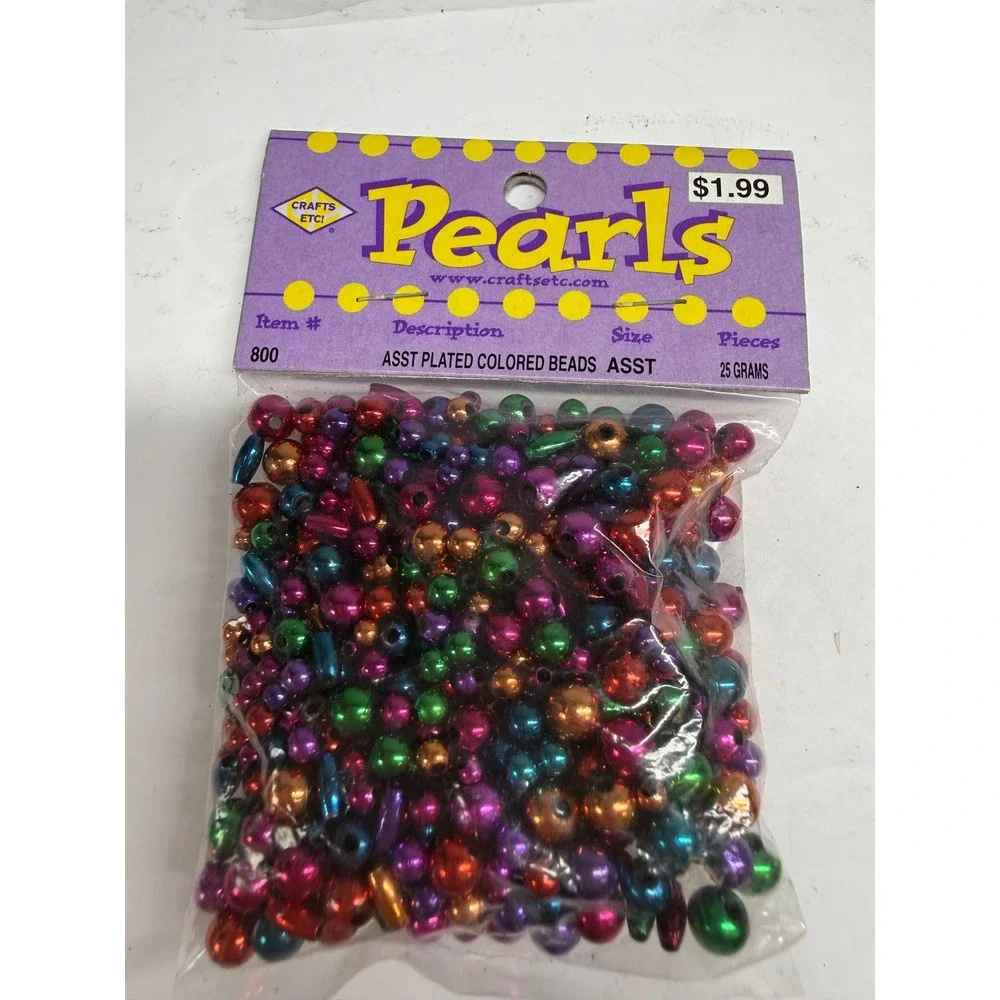 Mixed Craft Lot The Beadery Tri-Beads Glass Foil Beads Sequins Novelty Buttons